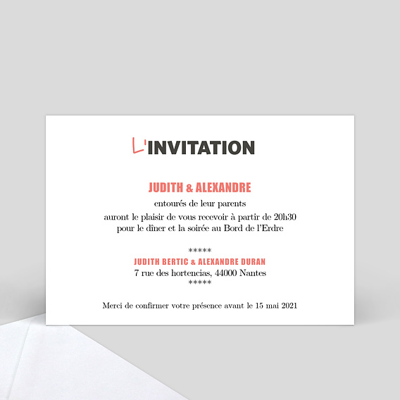 Cartes invitation mariage Affiche de Film Verso