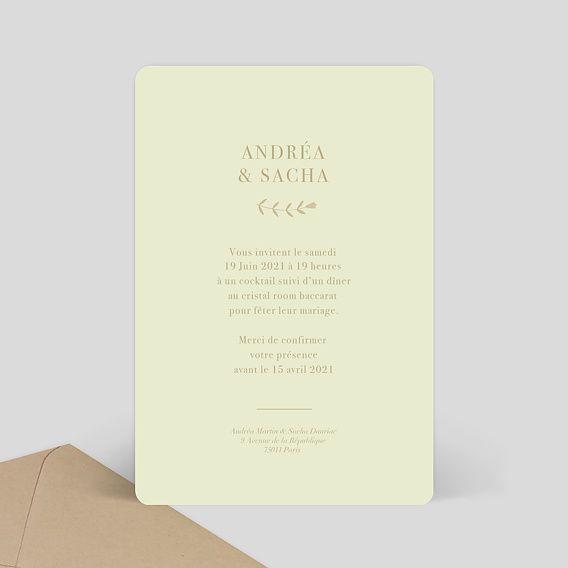Cartes invitation mariage Amande Douce Verso