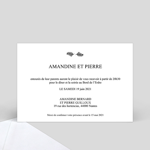 Cartes invitation mariage Cinéma Verso