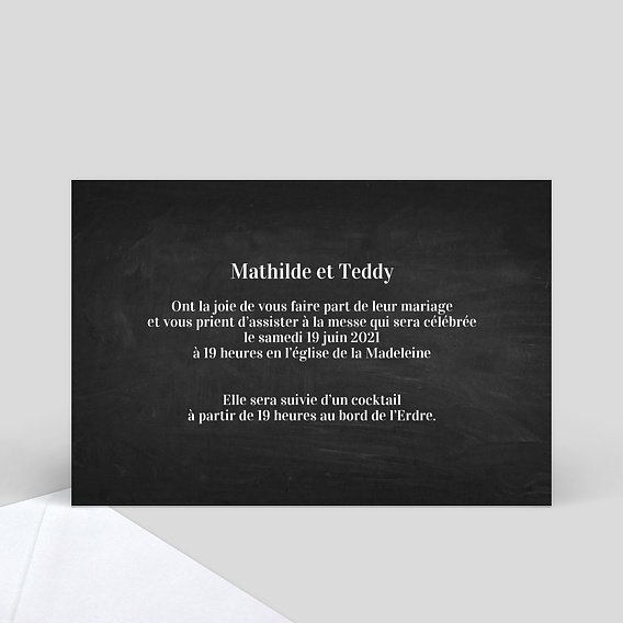 Cartes invitation mariage Photomaton ardoise Verso