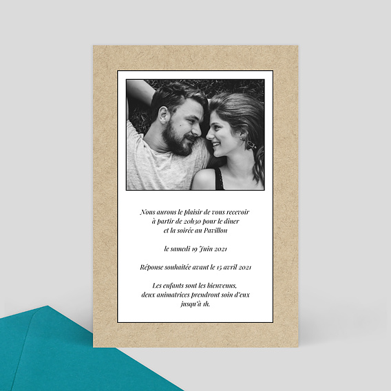 Cartes invitation mariage Vintage Ludique Verso