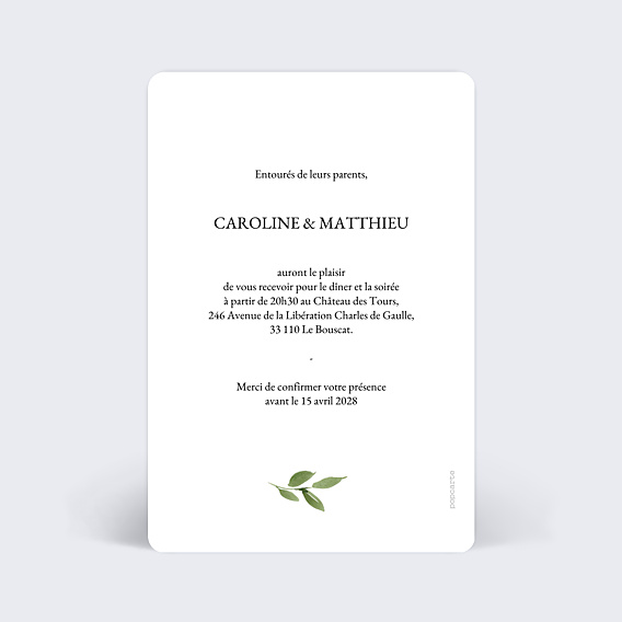 Cartes Invitation Mariage Aquarelle Botanique