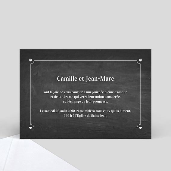 Cartes invitation mariage Pastille Ardoise Verso