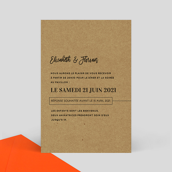 Cartes invitation mariage Modernkraft Verso