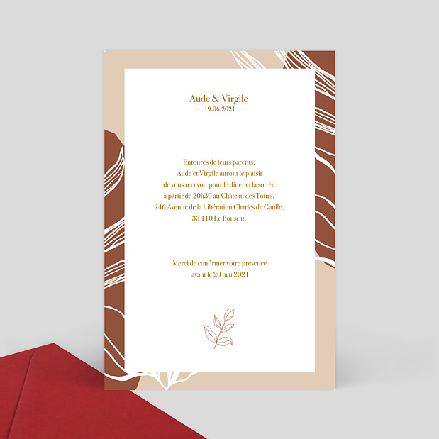 Carte Invitation Mariage Boho Verso