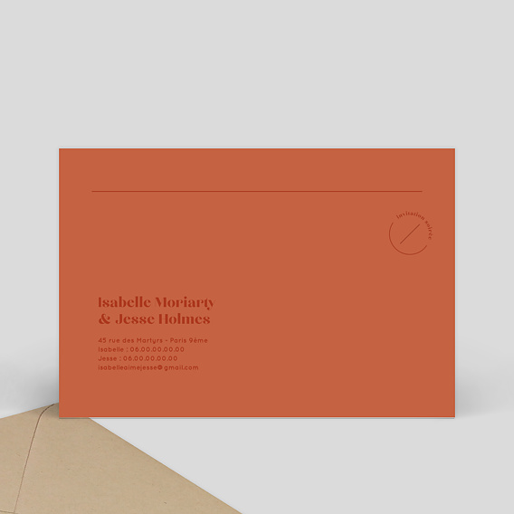 Cartes invitation mariage Mister M Jesse Verso