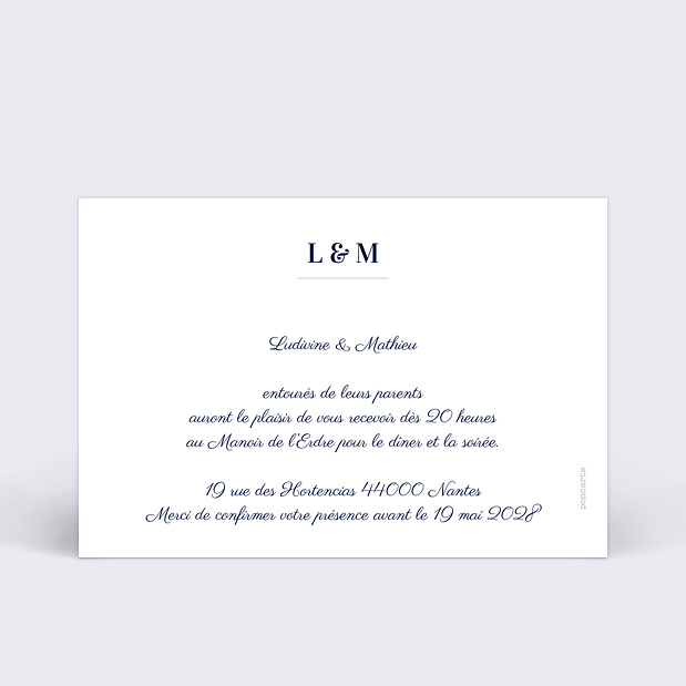 Carte d'invitation de mariage Jolie lavande Verso