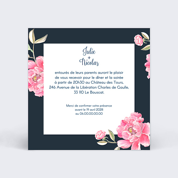 Cartes Invitation Mariage Dark Peony