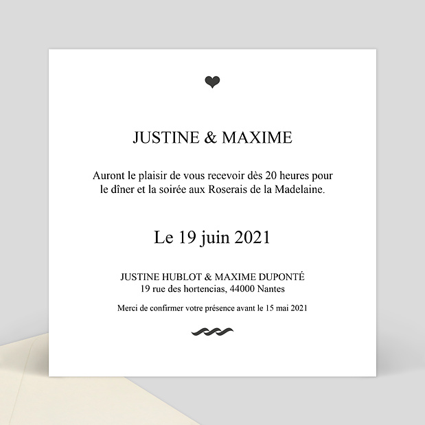 Carte d'Invitation de Mariage Gourmandise Verso