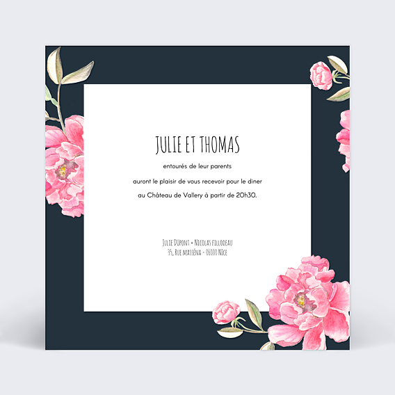 Cartes Invitation Mariage Dark Peony Fleur Seule