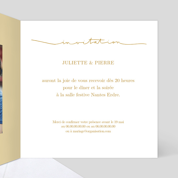 Carte d'Invitation de Mariage Ligne Intérieur Droit