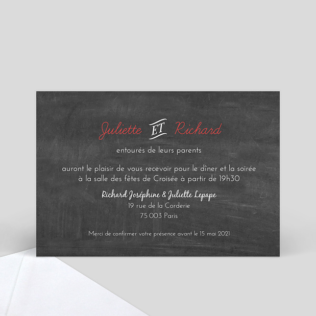 Carte d'Invitation de Mariage Polaroïd Verso