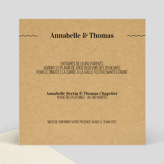 Cartes invitation mariage Petit Carnet Verso