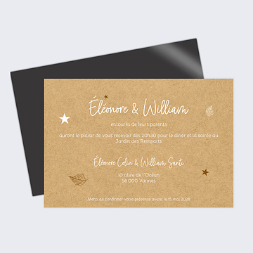 Cartes Invitation Mariage Tourbillon d'Étoiles kraft
