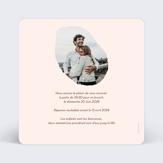 Cartes invitation mariage Aurora Verso