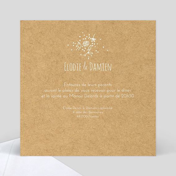 Cartes invitation mariage Fleurs de Printemps Verso