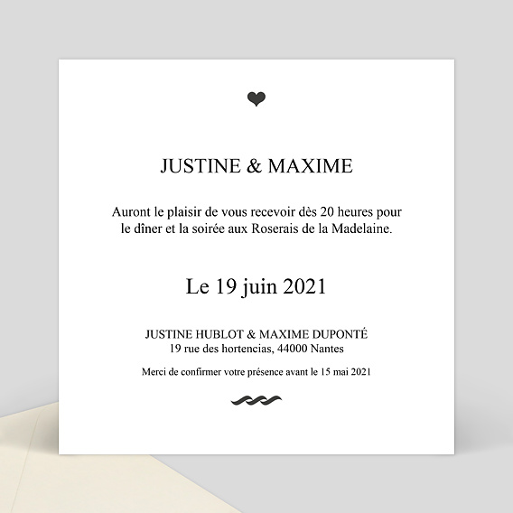 Cartes invitation mariage Gourmandise Verso
