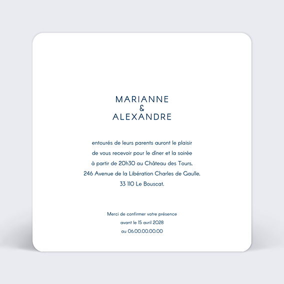 Cartes Invitation Mariage Blue Waves