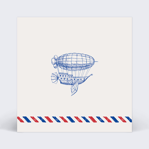 Cartes Invitation Mariage Voyage ballon dirigeable