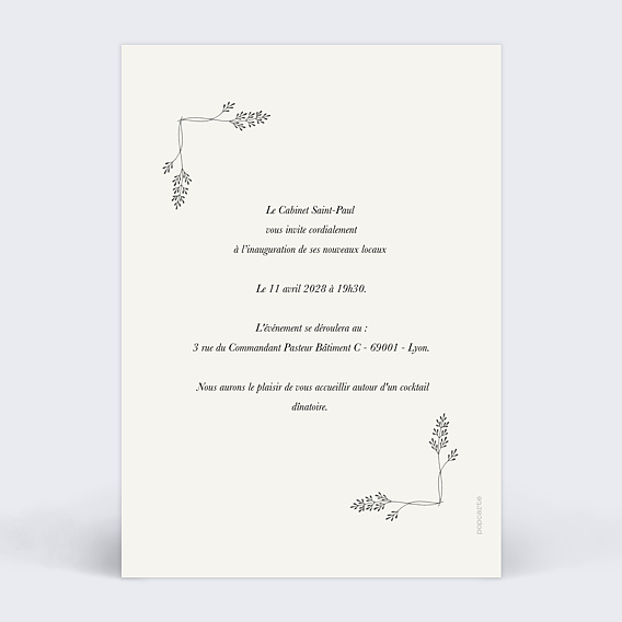 Invitation professionnelle Liseré fleuri Verso