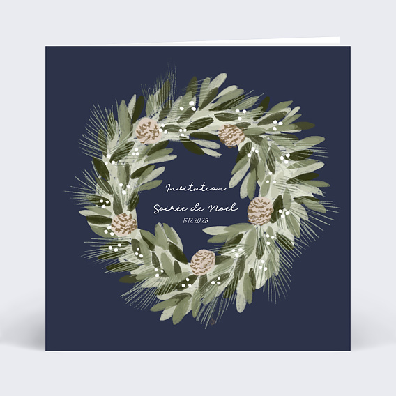 Invitation professionnelle Couronne Pomme de Pin Recto