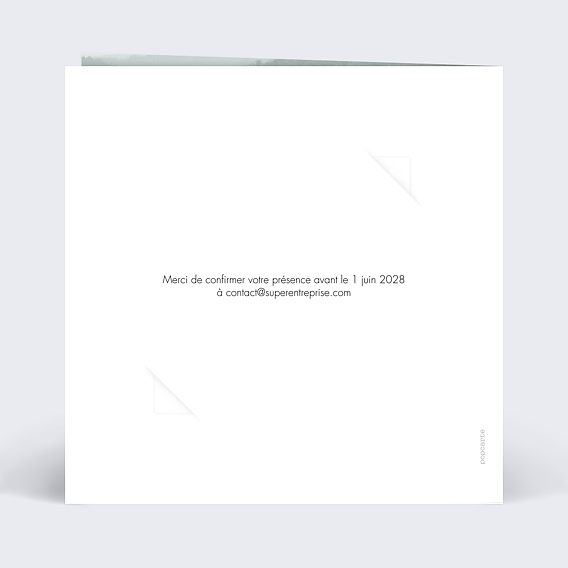 Invitation professionnelle Effet photo avec graines Verso