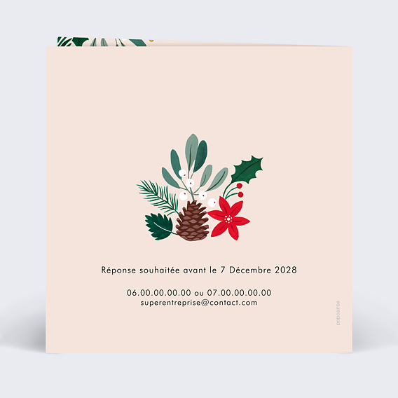 Invitation professionnelle Végétaux Noël Verso