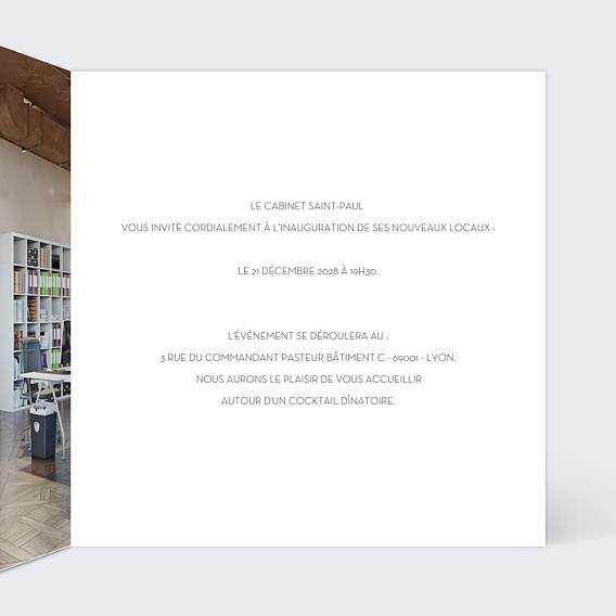 Invitation professionnelle Bleu Intérieur Droit