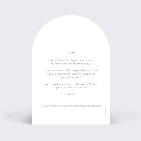 Invitation professionnelle Silver Verso