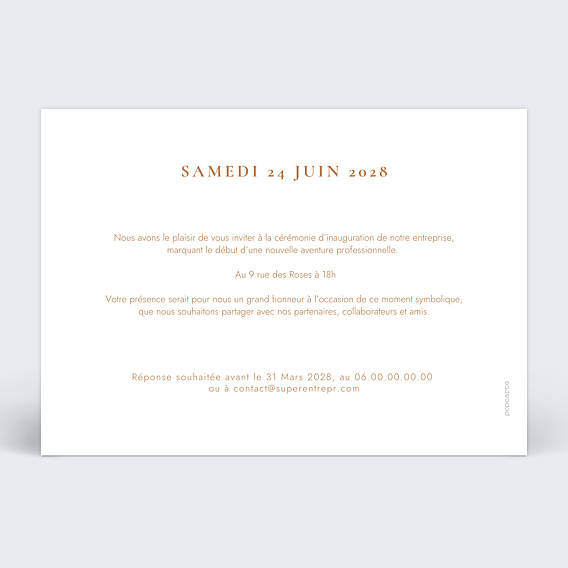 Invitation Professionnelle Inauguration chic
