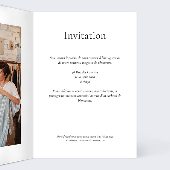 Invitation Professionnelle Inauguration magasin