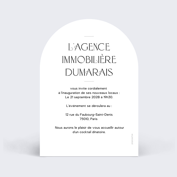 Invitation professionnelle Inauguration agence immobilière Verso
