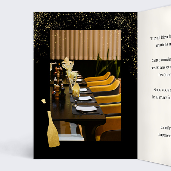 Invitation professionnelle Champagne festif Intérieur Gauche