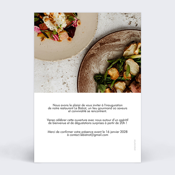 Invitation professionnelle Inauguration restaurant Verso
