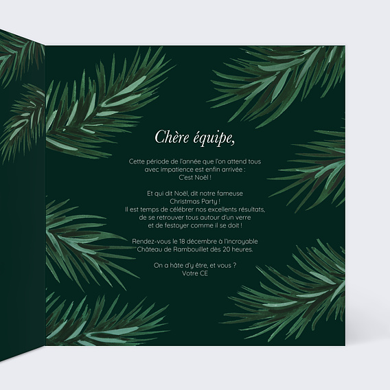 Invitation professionnelle Boules de Noël Ornements Intérieur Droit
