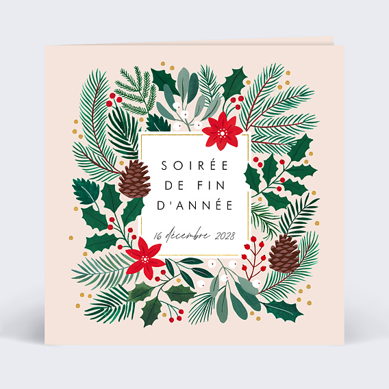 Invitation professionnelle Végétaux Noël Recto