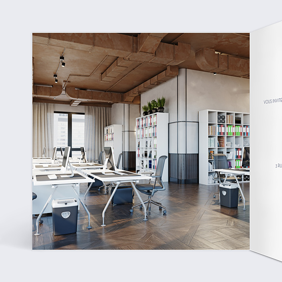 Invitation professionnelle Bleu Intérieur Gauche