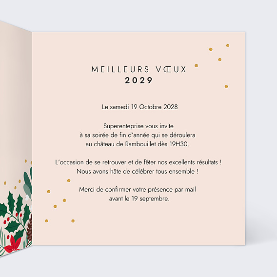 Invitation Professionnelle Végétaux Noël