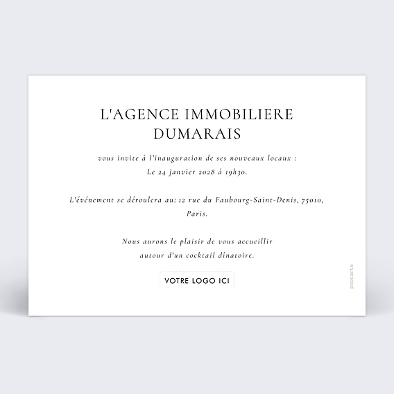 Invitation professionnelle Inauguration photo Verso