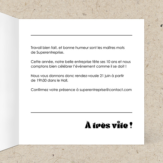 Invitation professionnelle 10 ans Moderne Intérieur Droit