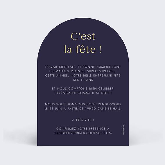 Invitation professionnelle Pluie de Fête Verso