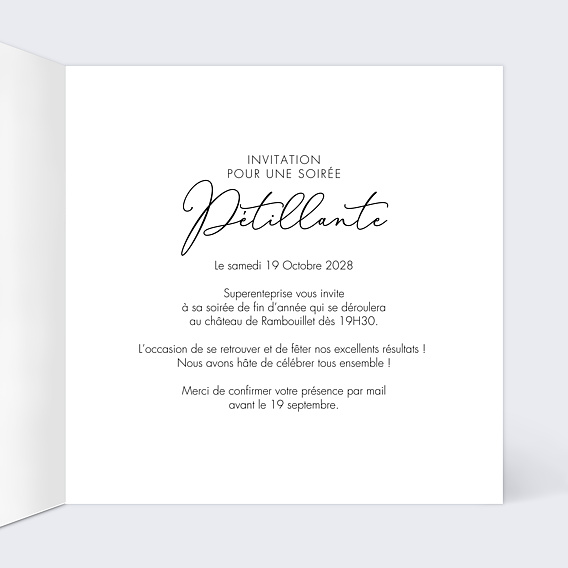 Invitation professionnelle Champagne Intérieur Droit