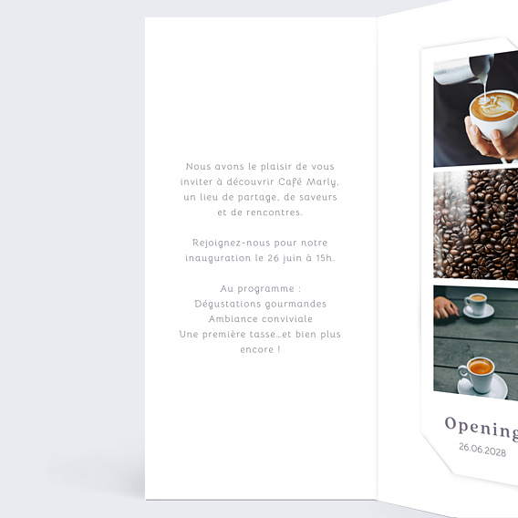 Invitation professionnelle Inauguration café Intérieur Gauche