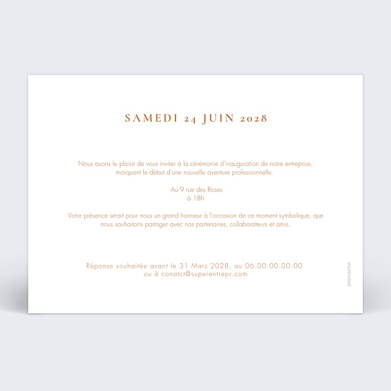 Invitation Professionnelle Inauguration chic