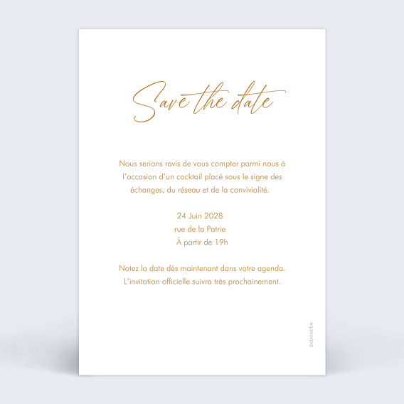 Invitation professionnelle Save the date soirée Verso
