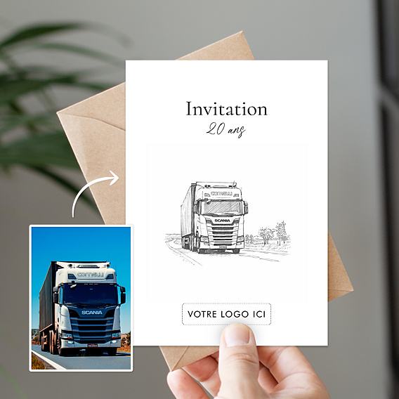 Invitation Professionnelle Votre photo en croquis