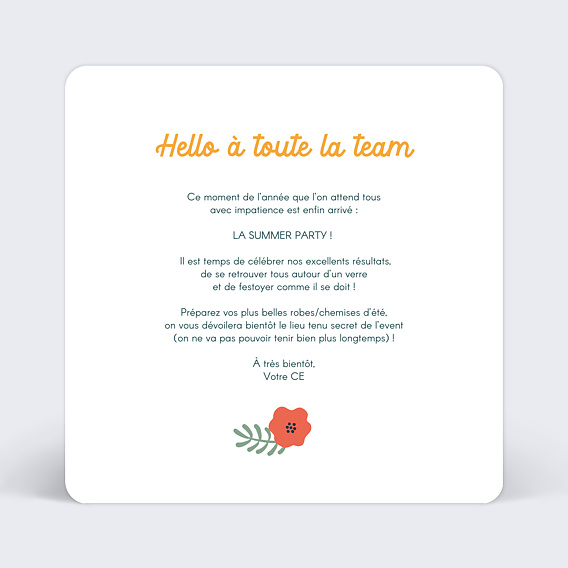 Invitation professionnelle Summer Party Verso