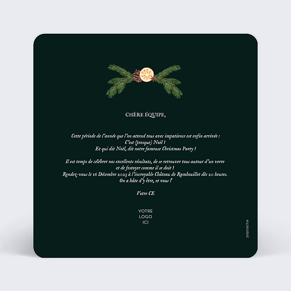 Invitation professionnelle Soirée de Fin d'Année Verso