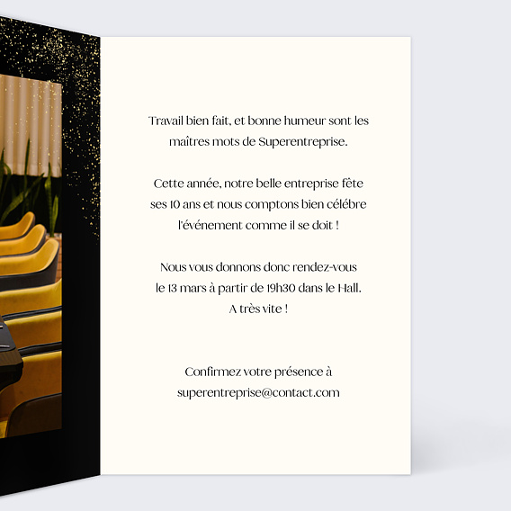 Invitation professionnelle Champagne festif Intérieur Droit