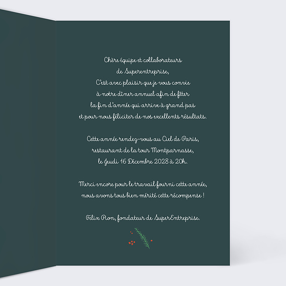 Invitation professionnelle Repas Entreprise Intérieur Droit